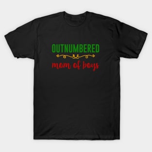 Outnumbered, Mom of Boys, African Colors T-Shirt